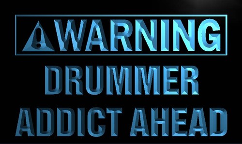 Warning Drummer Addict Ahead Neon Light Sign